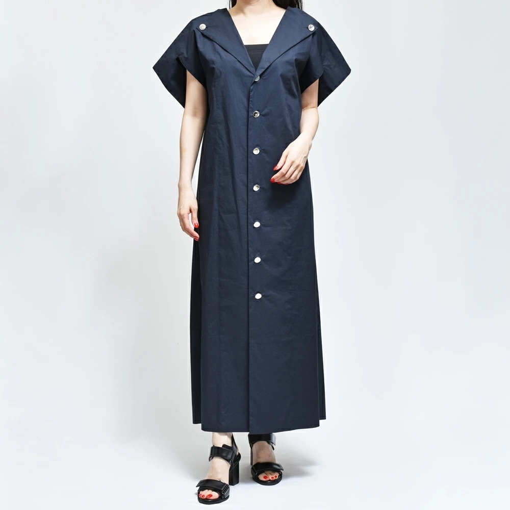 Plan C Midi Shirt Dress Navy‎ Cotton